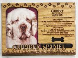 CLUMBER SPANIEL Dog Profile Laser Engraved Wood Picture Frame Magnet - $9.90