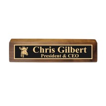 Desk Wedge Name Plate - PERSONALIZED - Giraffe - 11 Inches (Black Piano) - $43.11