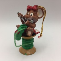 Vintage Enesco 1991 Wulfing Ornament Christmas Is Sew Special 2&quot; Mouse K... - £16.01 GBP