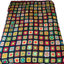 Granny Square Crochet Afghan Throw Blanket70s Style Roseanne Big Bang 68 x 84 - £117.70 GBP