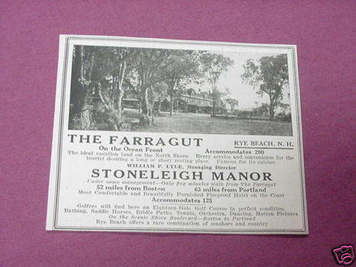 1927 Ad The Farragut, Rye Beach, N. H. - $7.99