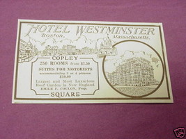 1927 Ad Hotel Westminster, Boston, Mass. - $7.99