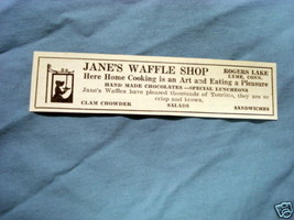 1927 Ad Jane&#39;s Wafflle Shop, Rogers Lake, Lyme, Conn. - £6.28 GBP