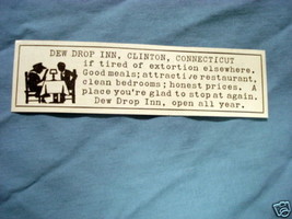 1927 Ad Dew Drop Inn, Clinton, Connecticut - $7.99