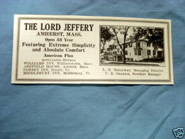 1927 Ad The Lord Jeffery, Amherst, Mass. - $7.99