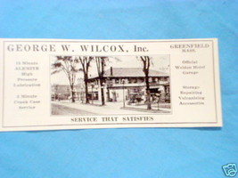 1927 Ad George W. Wilcox, Inc Garage Greenfield, Mass. - $7.99