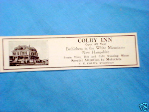 1927 Ad Colby Inn, Bethlehem, New Hampshire - $7.99