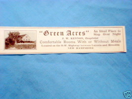 1927 Ad Green Acres Between Laconia and Merideth N. H. - £6.28 GBP
