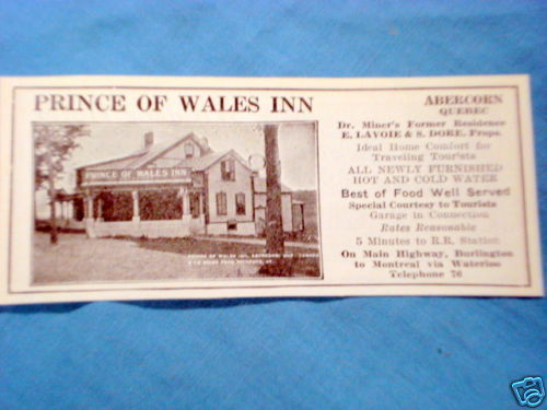 1927 Ad Prince of Wales Inn, Abercorn, Quebec, Canada - $7.99