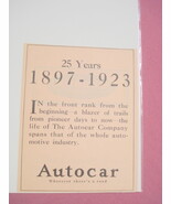 1923 Ad Autocar Company 25 Years 1897-1923 - $10.96 CAD