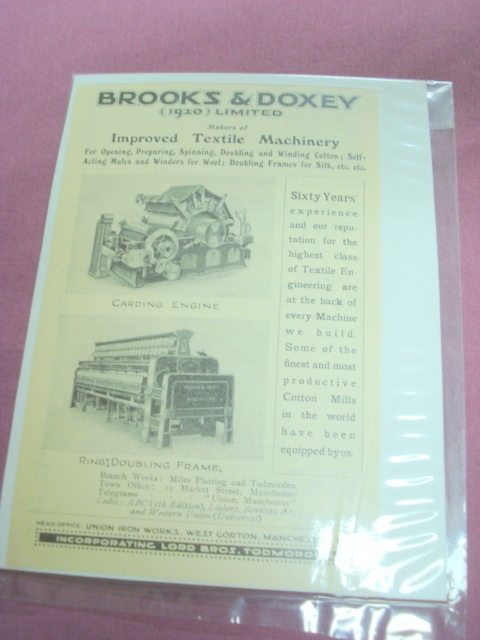 1924 Brooks &amp; Doxley Textile Machinery Ad England U.K. - $7.99