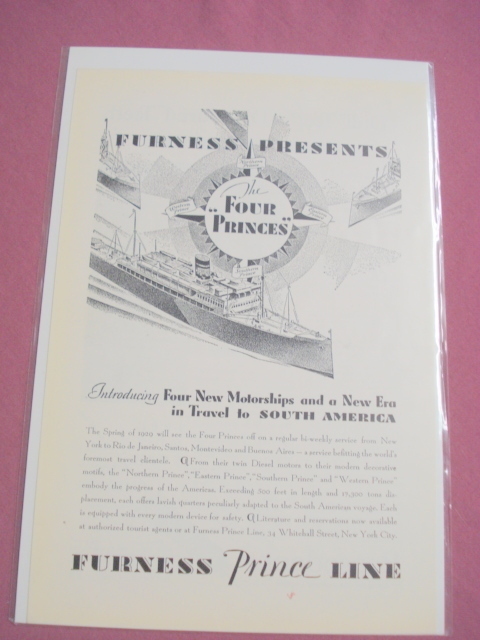 1929 Furness Prince Line Ocean Liner &quot;Four Princes&quot; Ad - $7.99