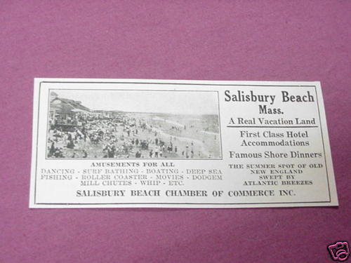 1927 Ad Salisbury Beach, Mass. A Real Vacation Land - $7.99