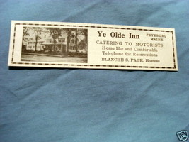 1927 Ad Ye Olde Inn, Fryeburg, Maine - £6.24 GBP