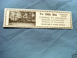 1927 Ad Ye Olde Inn, Fryeburg, Maine - £5.97 GBP