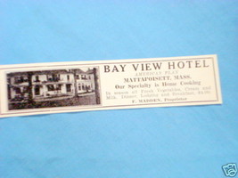 1927 Ad Bay View Hotel, Mattapoisett, Mass. - $150.98 MXN