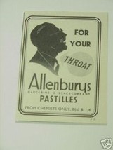 1939 Ad Allenburys Pastilles - £6.25 GBP