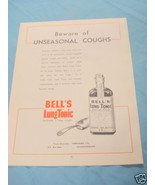 1945 South Africa Ad Bell&#39;s Lung Tonic - $13.70 CAD