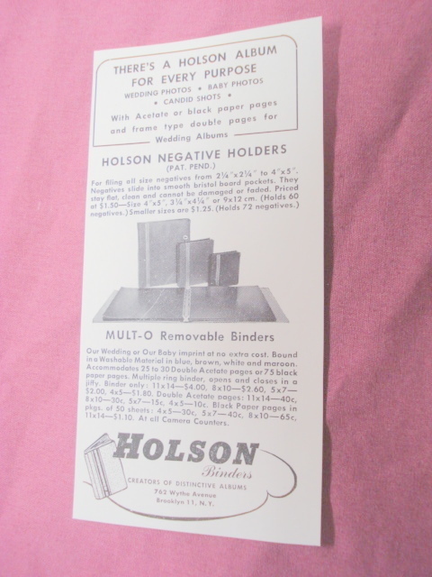 1947 Ad Holson Albums, Holson Binders, Brooklyn, N. Y. - $7.99