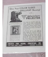 1941 Ad SVE Miniature Projector Model AK - $10.95 CAD