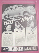 1941 Full Page Chevy Ad &quot;Again Chevrolet&#39;s The Leader&quot; - $7.99