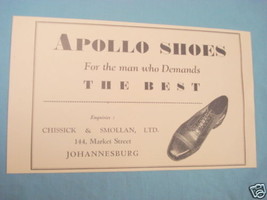 1945 South Africa Ad Apollo Shoes - £6.30 GBP