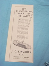 1945 South Africa Ad Kinghorn Brushes and Brooms - £6.33 GBP