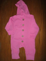 Baby Girl Hooded Bodysuit One Piece Romper Unionsuit hot pink size 6-9 m... - $7.50