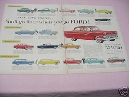 1955 &quot;You&#39;ll Go Finer When You Go Ford&quot; Color Ad - £6.27 GBP