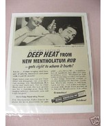 1955 Mentholatum Rub Ad &quot;Deep Heat&quot; - £6.36 GBP