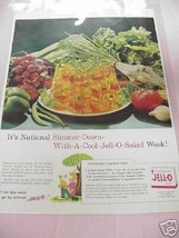1959 Jell-O Summer Vegetable Salad Ad With Recipe - £6.27 GBP