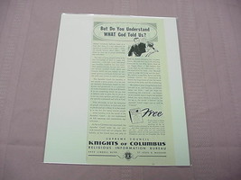1951 Ad Knight of Columbus What God Told Us - £6.33 GBP