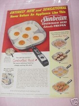 1954 Sunbeam Controlled Heat Automatic Frypan Ad - $7.99