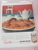 1955 Chef Boy-Ar-Dee Spaghetti and Meat Balls Color Ad - £6.38 GBP