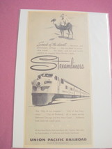 Union Pacific Streamliners 40/50&#39;s Railroad Ad - £6.36 GBP