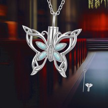 Butterfly Urn Necklace for Ashes for Women 925 Sterling Silver Opal Crem... - $109.00