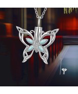 Butterfly Urn Necklace for Ashes for Women 925 Sterling Silver Opal Crem... - $2,075.30 MXN