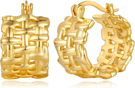 Mother&#39;s Day Gifts for Mom, Gold Chunky Hoop Earrings for Women 14K Gold Filigre - £19.78 GBP