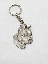 1983 I Love My American Staffordshire Rawcliffe Pewter Keychain Key Ring P Davis - $19.59