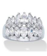 PalmBeach Jewelry Platinum-Plated Pear and Marquise-Cut CZ Anniversary Ring - £12.72 GBP