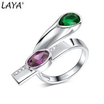 925 Sterling Silver Shining Zircon Synthetic Purple&amp;Green Crystal Irregular Larg - £40.69 GBP