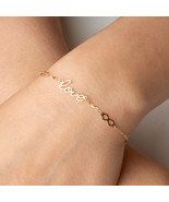14K Yellow Gold Infinity Love Script Charm Bracelet - $3,197.93 MXN