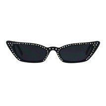 Womens Skinny Sunglasses Rhinestone Rectangular Cateye Frame UV 400 - £8.83 GBP
