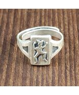 1940s Sterling Silver Brownie Elf Girl Scout Signet Ring Size 5 &amp; Adjust... - $48.50