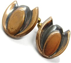 Vintage Modernist Cufflinks Copper Tone Unique Design  Shirt Accessories... - £25.90 GBP