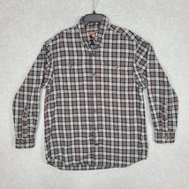 Duluth Trading Co Men&#39;s Flannel Shirt Long Sleeve Gray Plaid Medium - £13.55 GBP