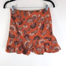 Free People Womens Corduroy Orange Cream Print Flounce Hem Mini Skirt Size 4 - £15.09 GBP