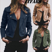 Women Ladies Leather Jacket Coats Zip Up Biker Flight Casual Top Coat Outwear - £15.97 GBP