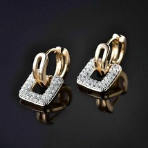 2CT Round Moissanite Heggie Hoop Earring&#39;s 14K Yellow Gold Plated - £82.28 GBP