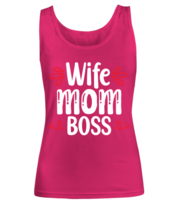 Wife Mom Boss, heliconia Women&#39;s Tank Top. Model 60045  - £21.22 GBP